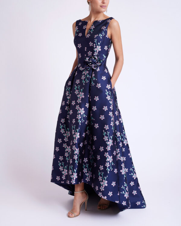 rochie de gala din brocard cu motiv floral