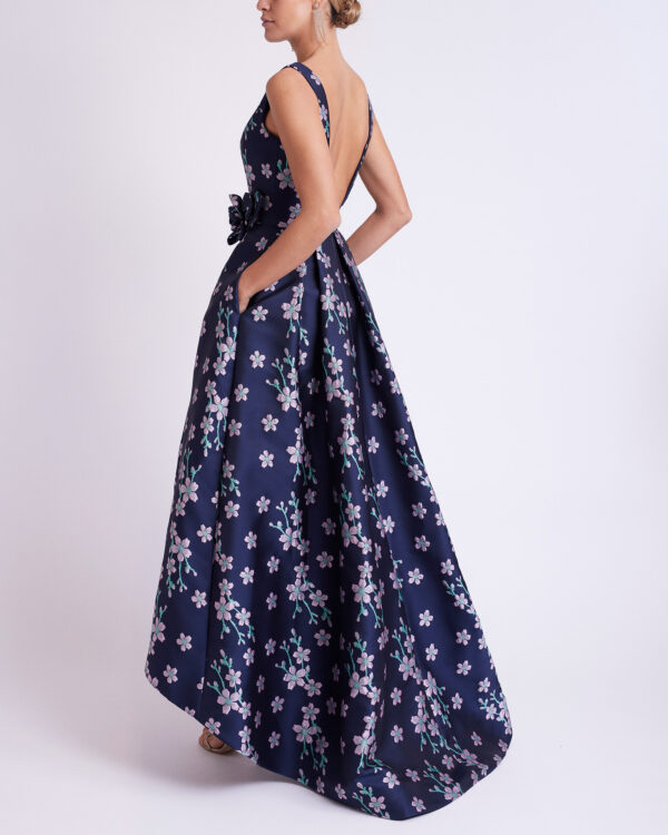 rochie de gala din brocard cu motiv floral